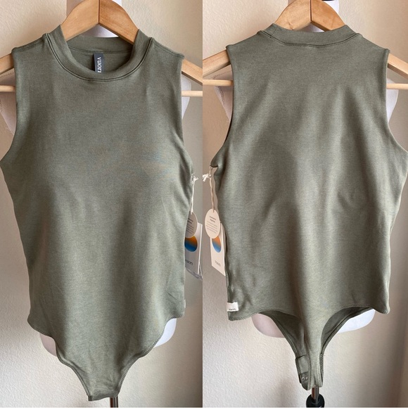 NWT Vuori Halo Mock Bodysuit in Dark Metal Heather Green S - Picture 2 of 6